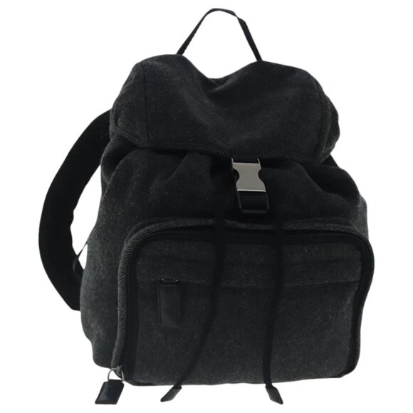 PRADA Backpack Wool Gray Silver - Picture 1 of 14